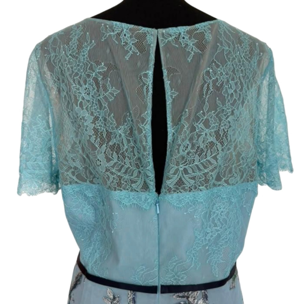 Marchesa Notte Blue Lace & Floral Sequin Embellished Midi Sheath Dress 18 NWT - Picture 11 of 16